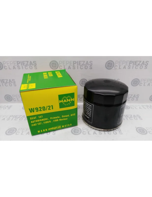 Filtro aceite Seat 127, Autobianchi, Primula, A112. Mann W920/21. Última Oportunidad